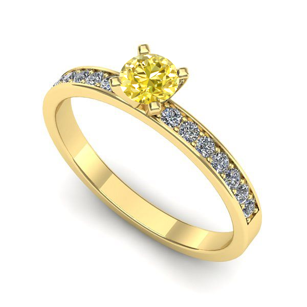 Inel logodna din aur galben cu safir galben