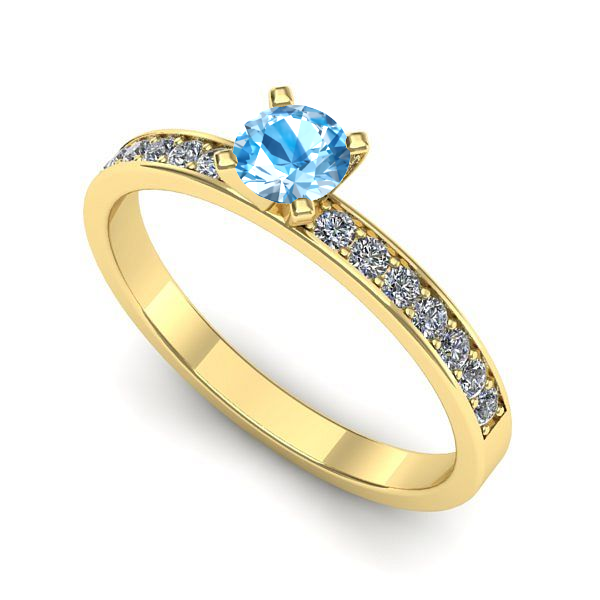 Inel de logodna din aur galben cu topaz blue