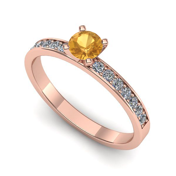 Inel din aur roz cu citrin