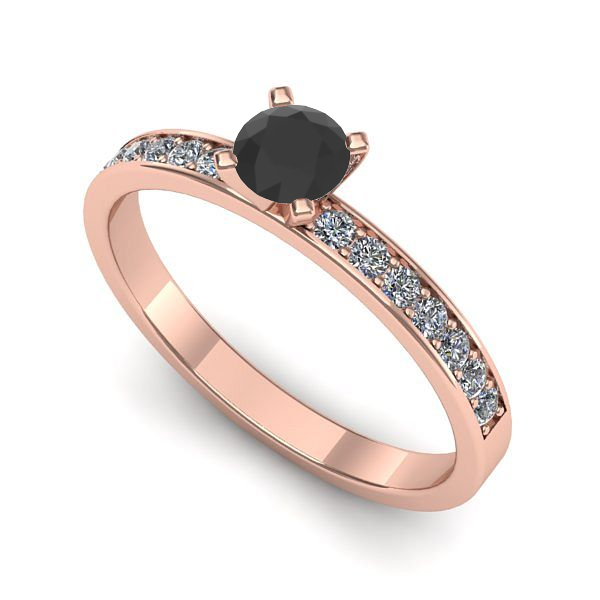 Inel din aur roz cu diamant negru