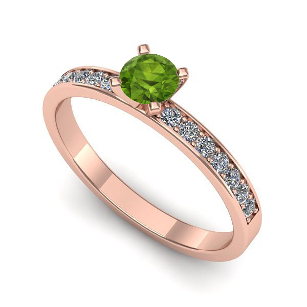 Inel logodna din aur roz cu peridot