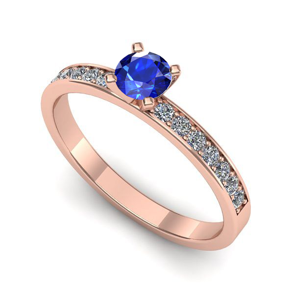 Inel din aur roz cu safir