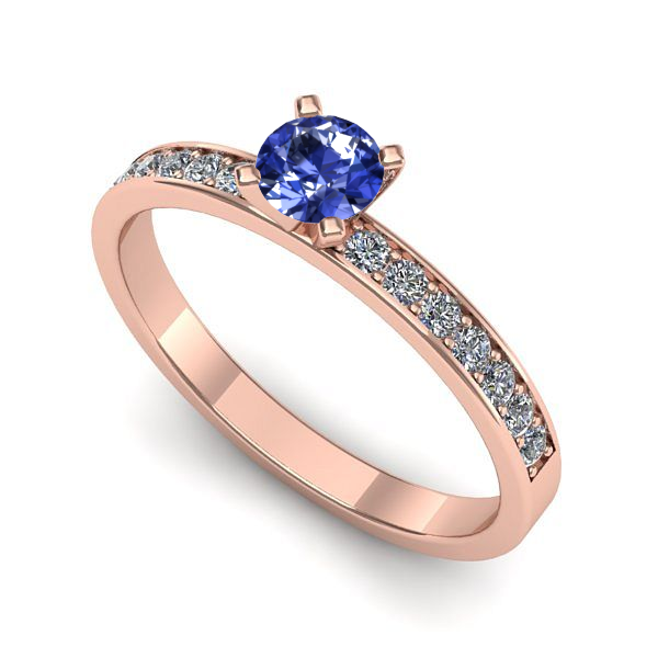 Inel de logodna din aur roz cu tanzanit