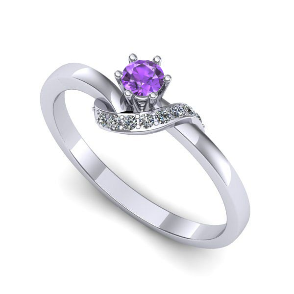 Inel logodna din aur alb cu ametist