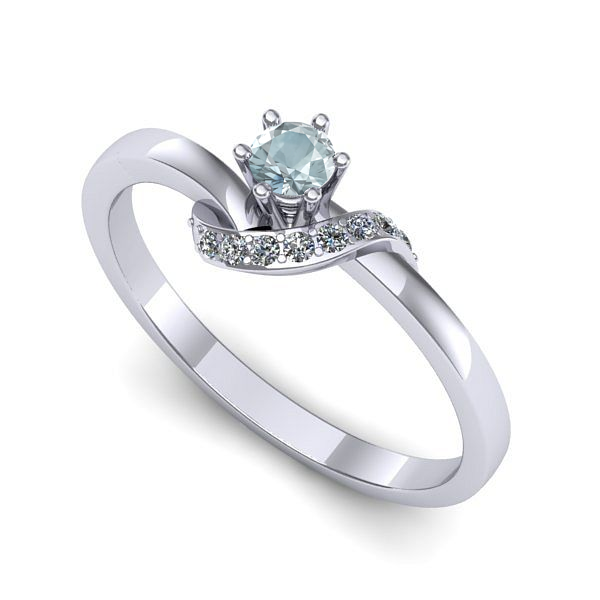 Inel de logodna din aur alb cu aquamarin