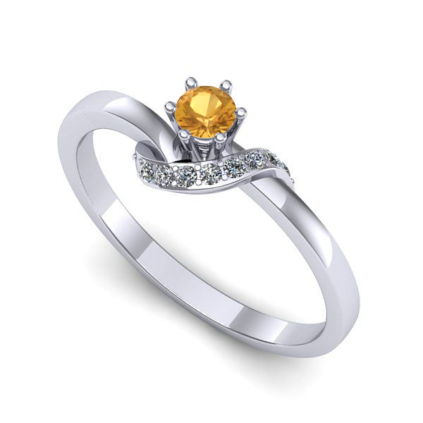 Inel din aur alb cu citrin