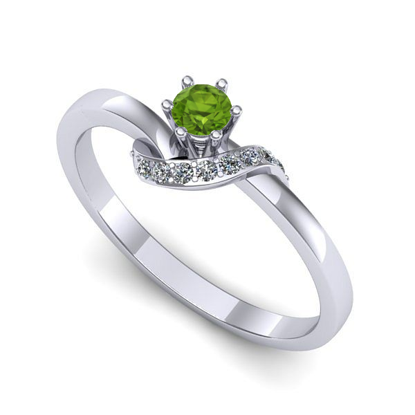 Inel logodna din aur alb cu peridot