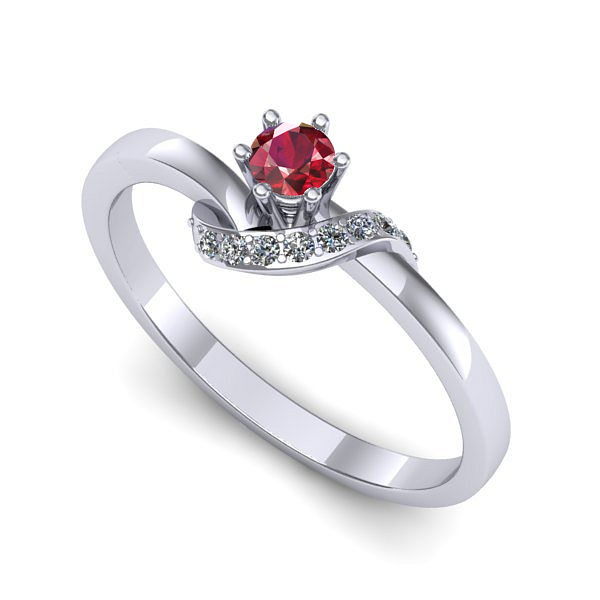 Inel din aur alb cu rubin