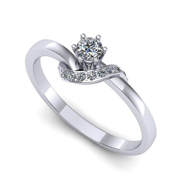 Inel de logodna din aur alb cu safir alb