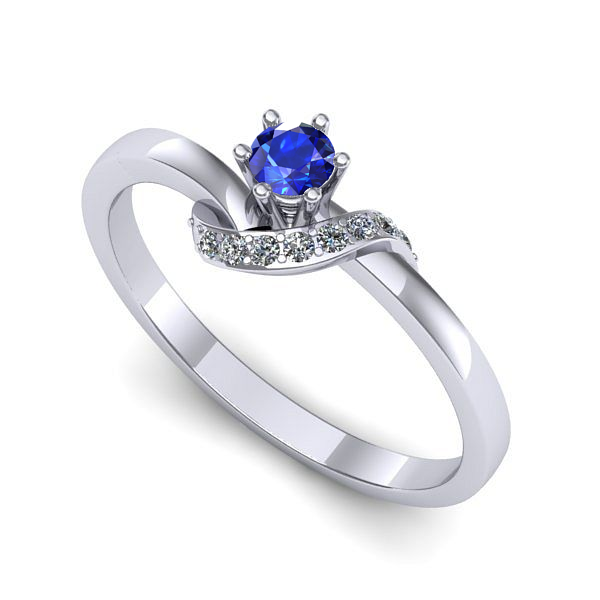 Inel de logodna din aur alb cu safir