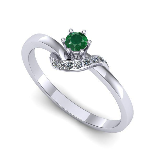 Inel din aur alb cu smarald