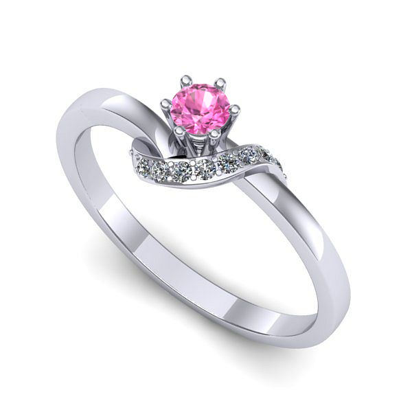 Inel din aur alb cu safir roz