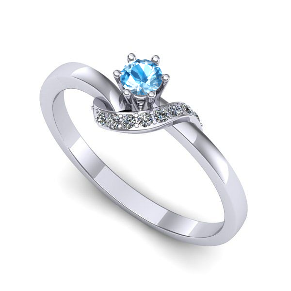 Inel logodna din aur alb cu topaz blue