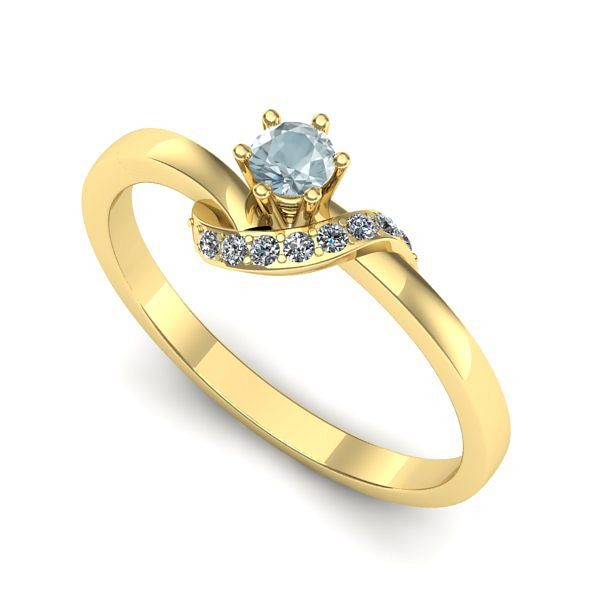 Inel din aur galben cu aquamarin