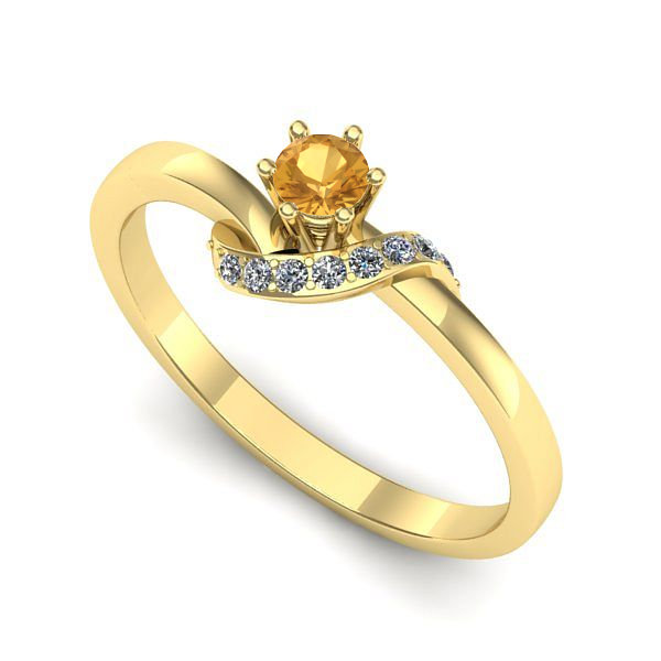 Inel din aur galben cu citrin