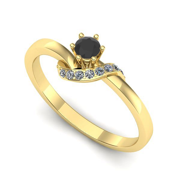 Inel din aur galben cu diamant negru