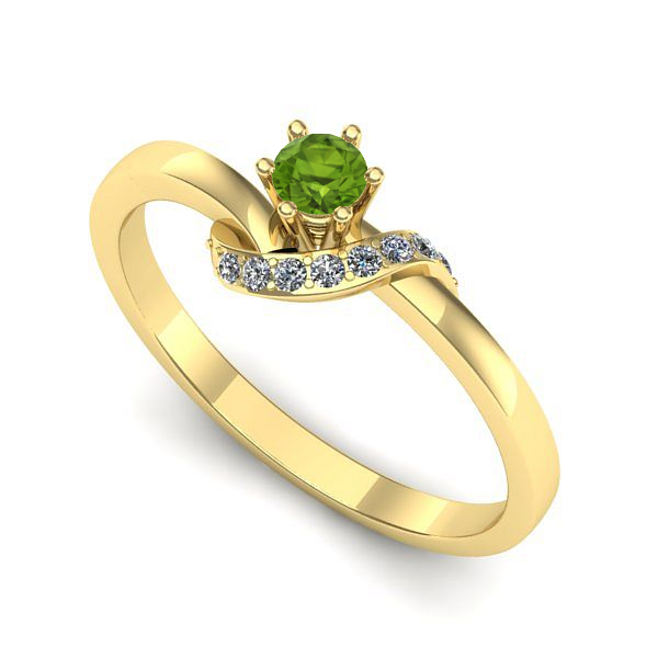 Inel de logodna din aur galben cu peridot