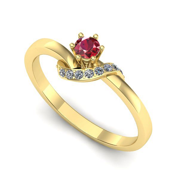 Inel logodna din aur galben cu rubin