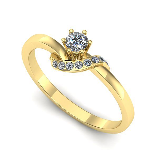 Inel din aur galben cu safir alb