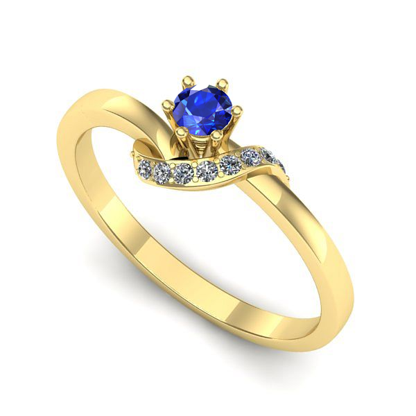 Inel logodna din aur galben cu safir