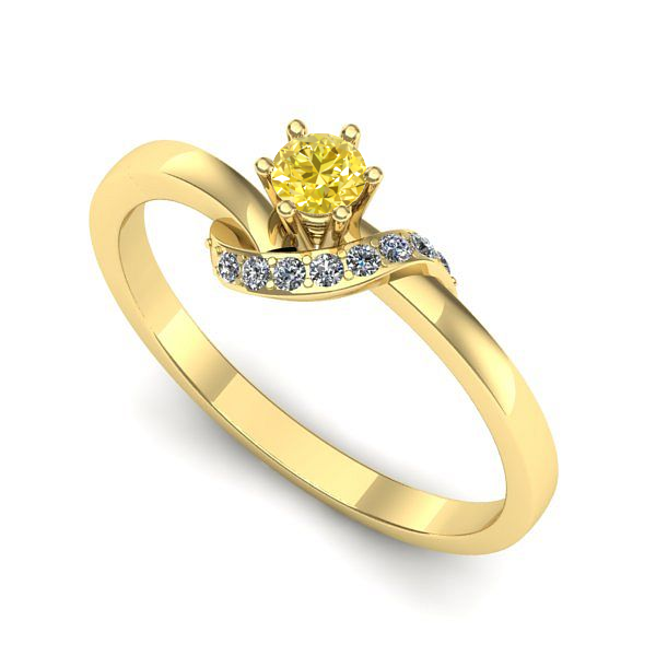 Inel logodna din aur galben cu safir galben