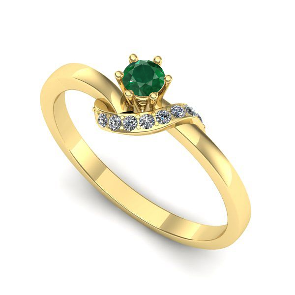 Inel de logodna din aur galben cu smarald