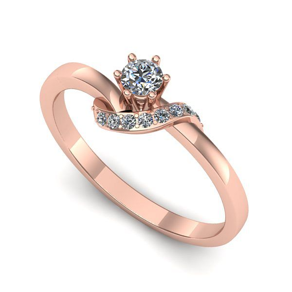 Inel de logodna din aur roz cu diamant
