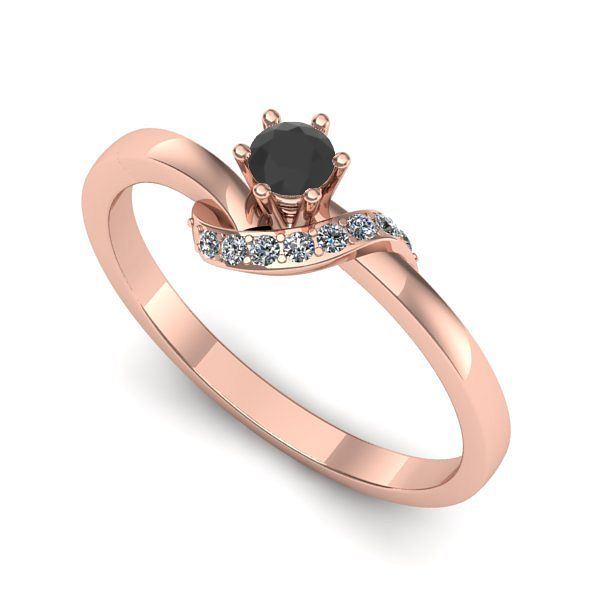 Inel de logodna din aur roz cu diamant negru