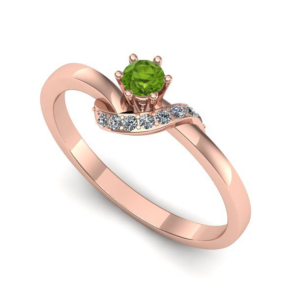 Inel de logodna din aur roz cu peridot