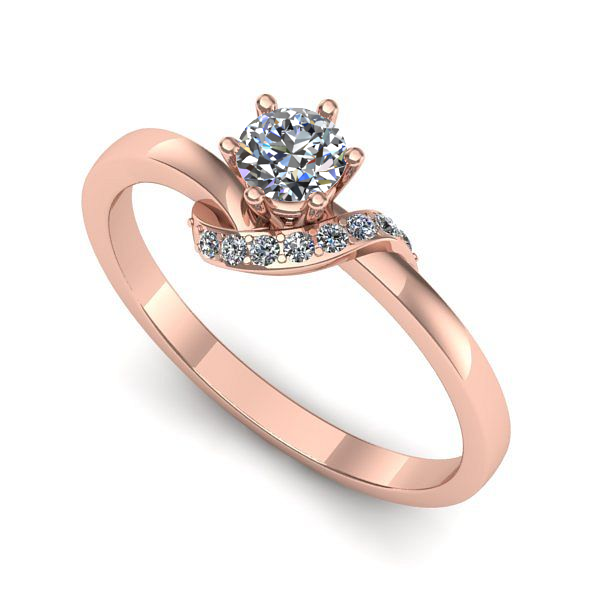 Inel din aur roz cu diamant