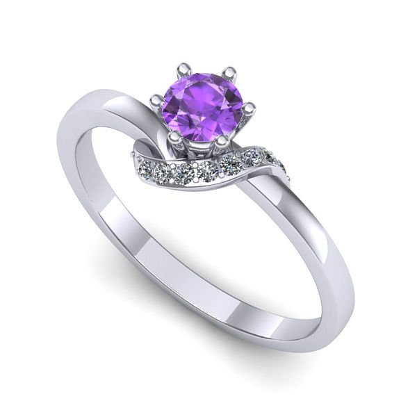 Inel de logodna din aur alb cu ametist