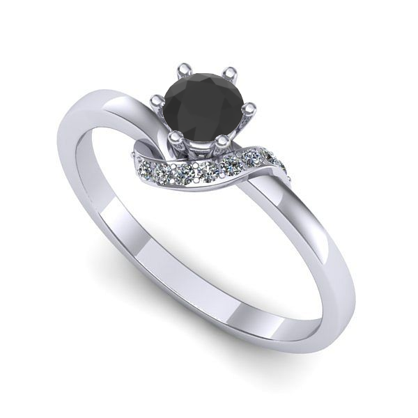 Inel din aur alb cu diamant negru