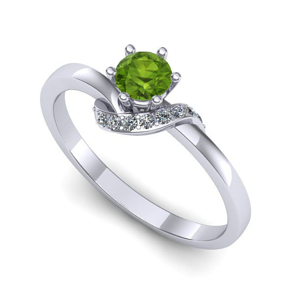 Inel logodna din aur alb cu peridot