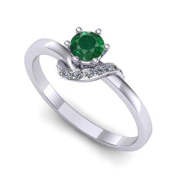 Inel de logodna din aur alb cu smarald