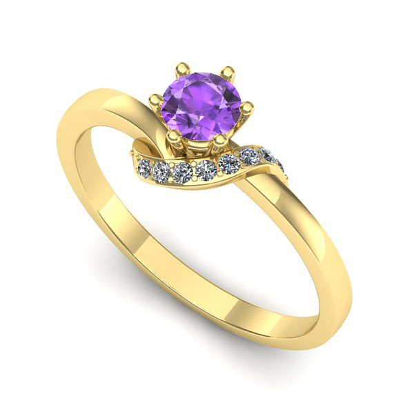 Inel de logodna din aur galben cu ametist