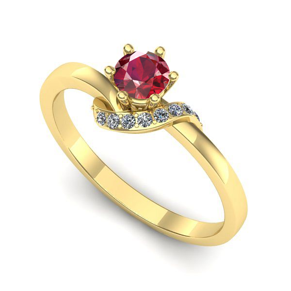 Inel de logodna din aur galben cu rubin