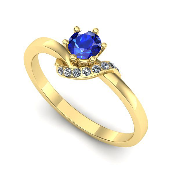 Inel logodna din aur galben cu safir