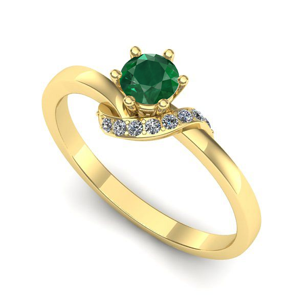 Inel din aur galben cu smarald