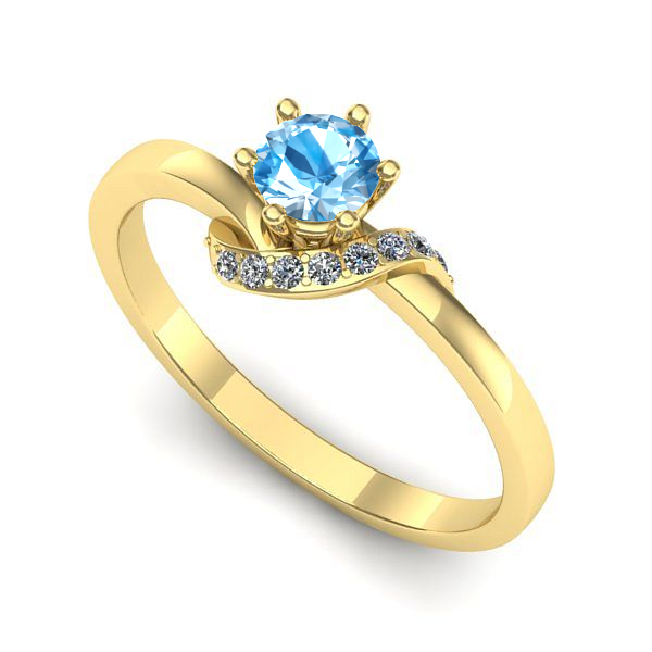 Inel de logodna din aur galben cu topaz blue