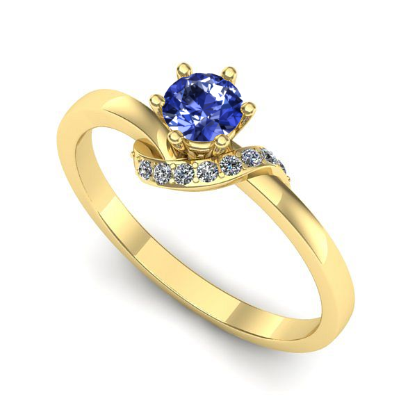 Inel logodna din aur galben cu tanzanit