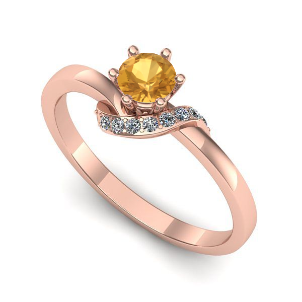 Inel de logodna din aur roz cu citrin