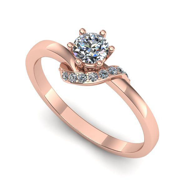 Inel din aur roz cu diamant