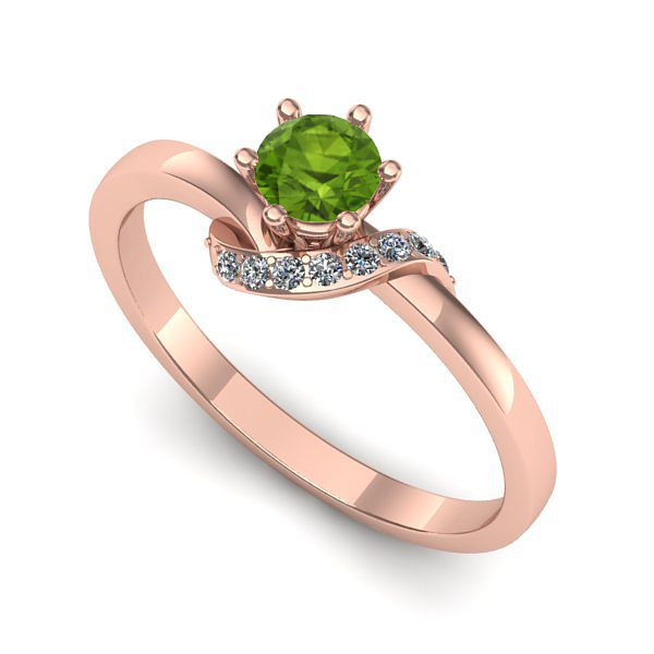 Inel de logodna din aur roz cu peridot