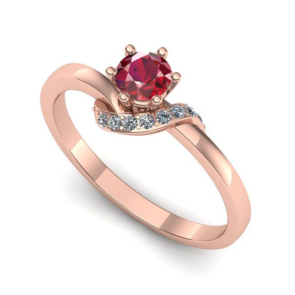 Inel logodna din aur roz cu rubin