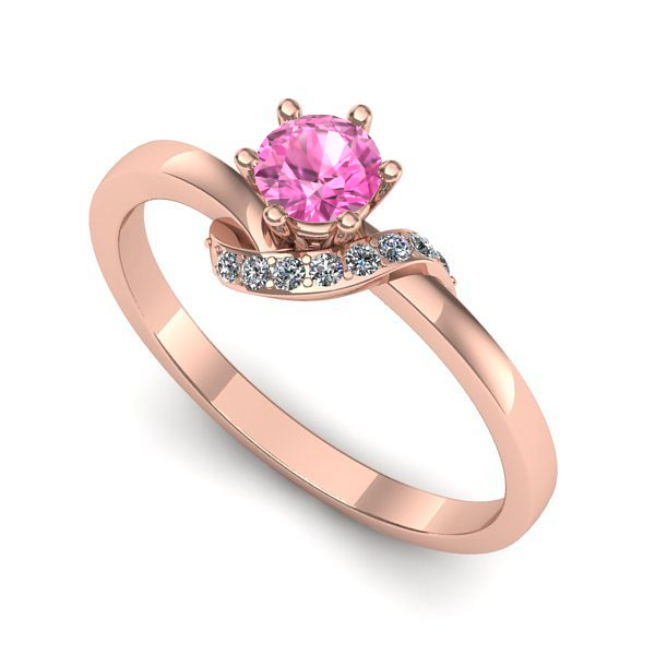 Inel din aur roz cu safir roz