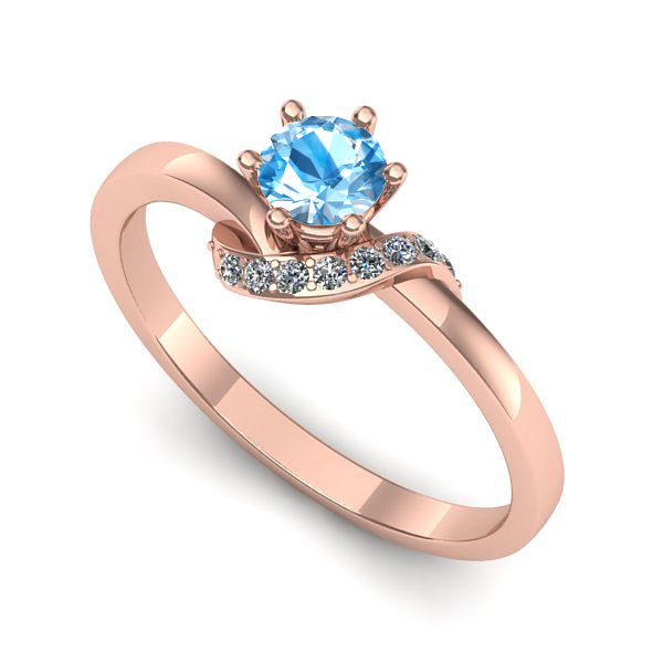 Inel din aur roz cu topaz blue