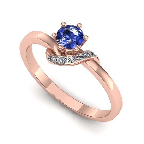 Inel din aur roz cu tanzanit