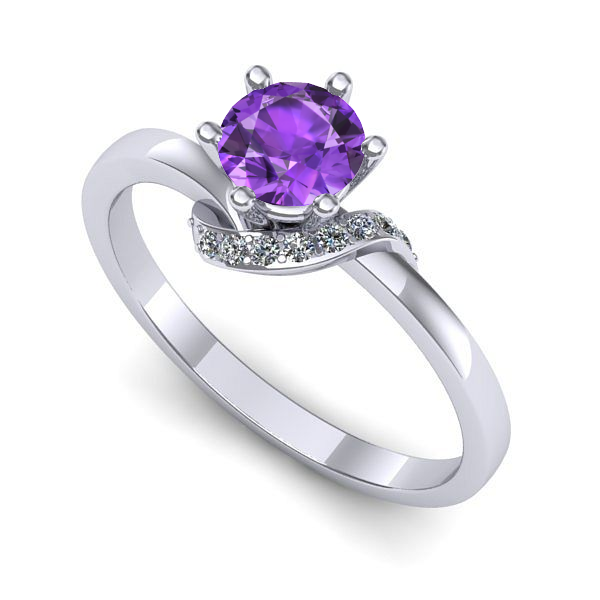 Inel din aur alb cu ametist