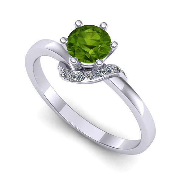 Inel logodna din aur alb cu peridot