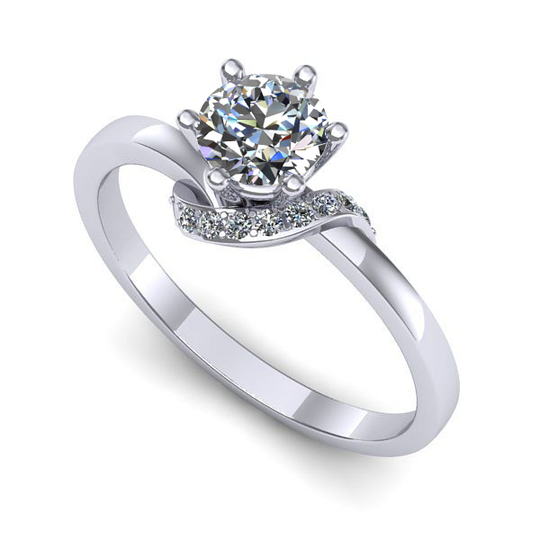 Inel logodna din aur alb cu safir alb